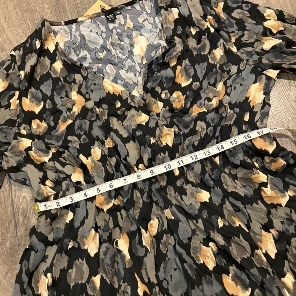 NWT Womens Floral Midi Long Sleeve Floral Peasant Fit Flare Dress 2XL Earth Tone - Picture 13 of 15